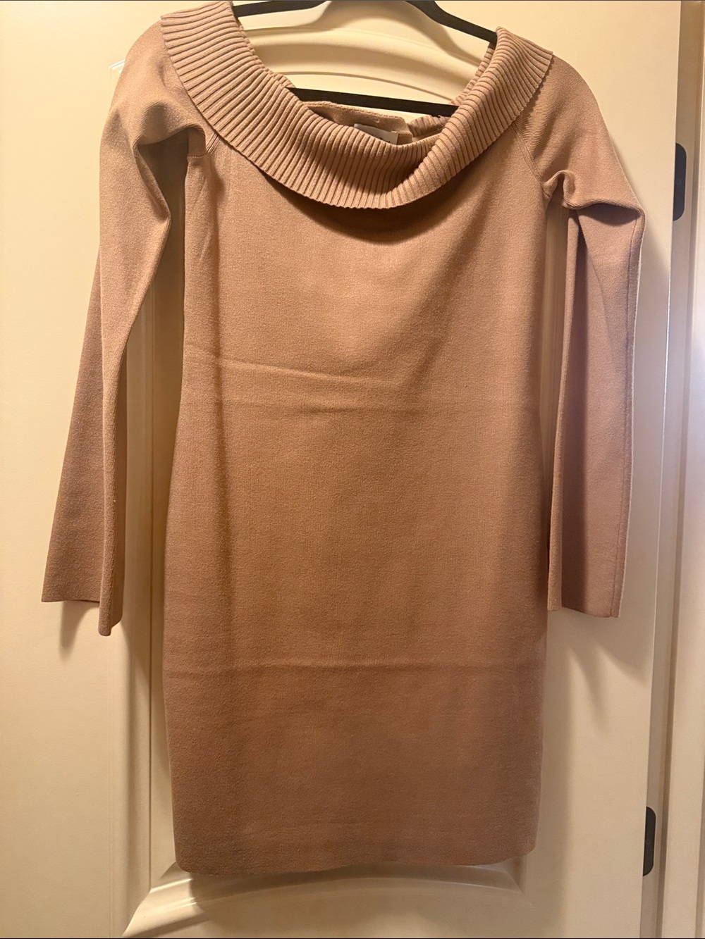 Sunday Best Ribbed Off-Shoulder Knit Dress - Mauve